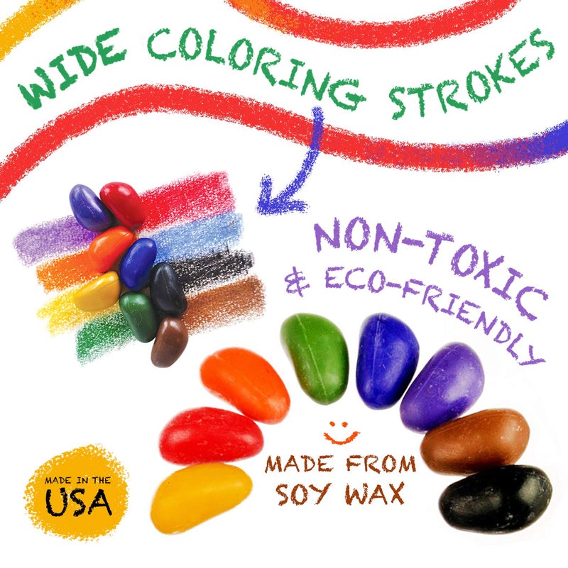 Crayon Rocks, Crayons in a Rock Shape, 8 Colors, Tripod Grip Made For Handwriting Development in Kids and Toddlers, Fun & Educational, Creative Activity, Comes in a Blue Velvet Bag - Image 4